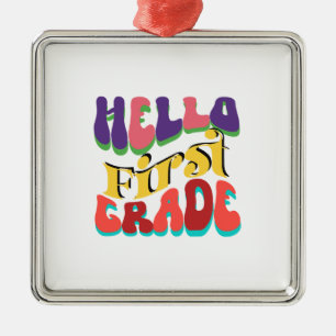 Hello First Grade Metal Tree Decoration