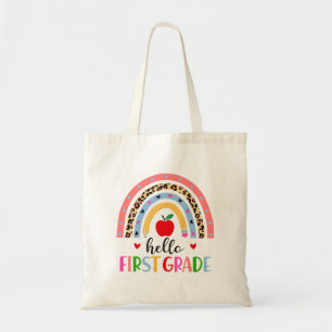 Hello First Grade Rainbow Sticker – Colorful Back  Tote Bag