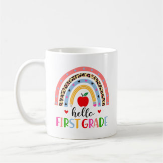 Hello First Grade Rainbow Sticker – Colourful Back Coffee Mug