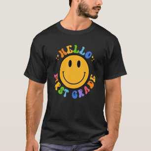 Hello First Grade Retro Smily Face 1st Grade Back  T-Shirt