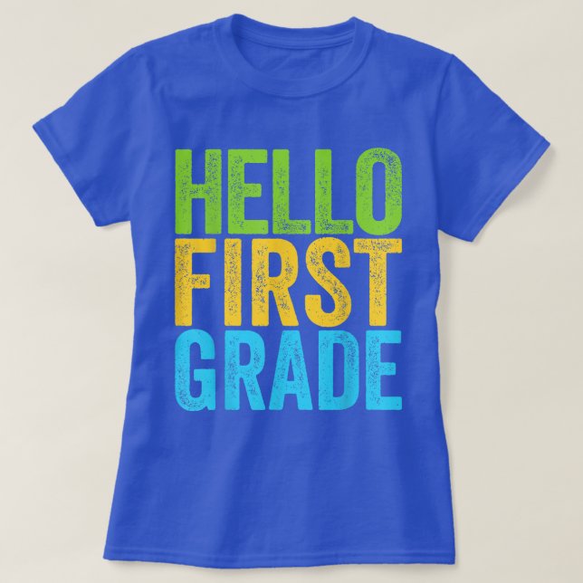 Hello First Grade Teacher Coquette Pencil Bow T-Shirt (Design Front)