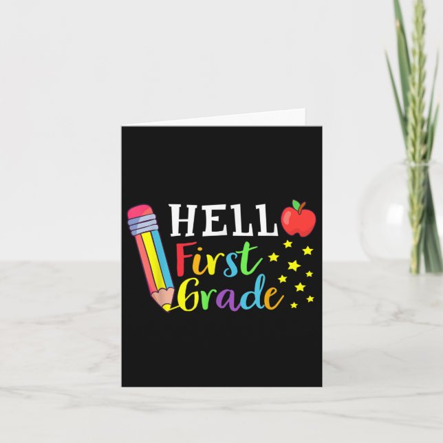 Hello First Grade Teacher Student Back To School 1 Card (Front)