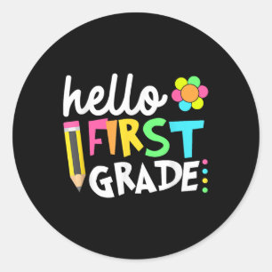 Hello First Grade Team 1st Grade Back To School Te Classic Round Sticker