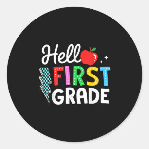 Hello First Grade Team Back To School Tee Teacher Classic Round Sticker