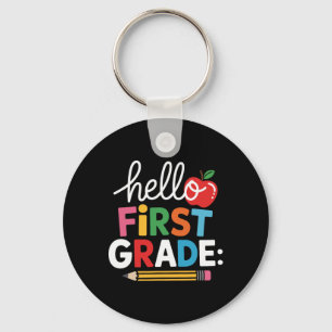 Hello First Grade Team Squad Back To School Teache Key Ring
