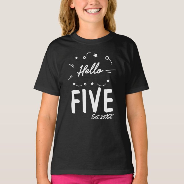Hello Five Custom 5th Birthday T-Shirt (Front)