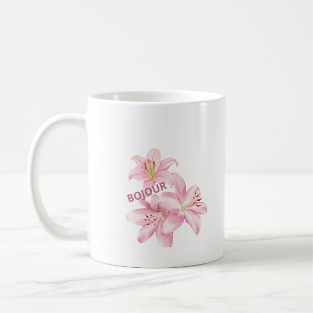 Hello Floral Rose Mug – Elegant Flower Cup (Left)