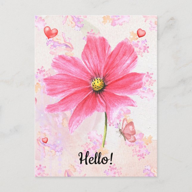 Hello Flower Postcard (Front)