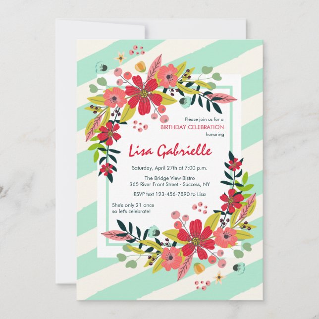 Hello Flowers of Happiness Invitation (Front)