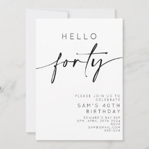 Hello Forty 40th Birthday Invitation