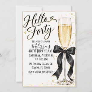 Hello Forty   40th Birthday Invitation 