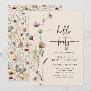 Hello Forty Boho Birthday Invitation