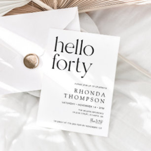Hello Forty Classic Simple 40th Birthday Invitation