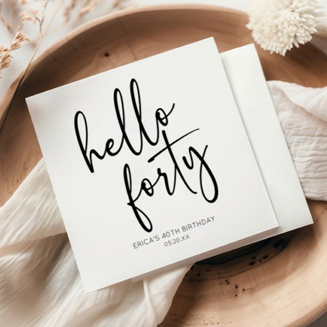 Hello Forty Minimalist 40th Birthday Party Napkin (Creator Uploaded)
