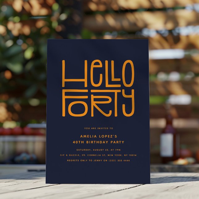 HELLO FORTY Modern 40th Birthday Invitation (Creator Uploaded)