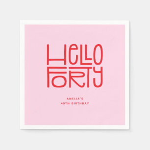 HELLO FORTY Modern 40th Birthday Napkin