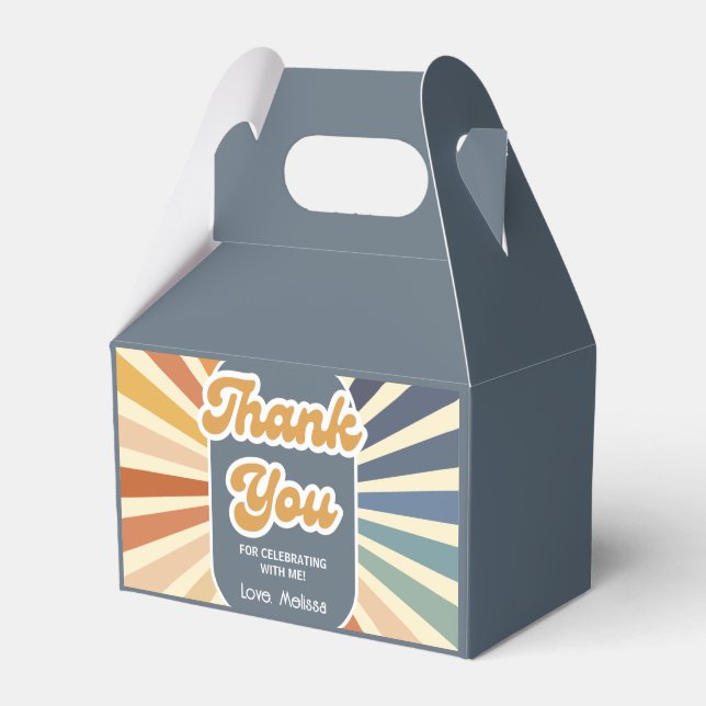 Hello Forty Retro Sun Groovy Wave Birthday Favour Box (Front Side)
