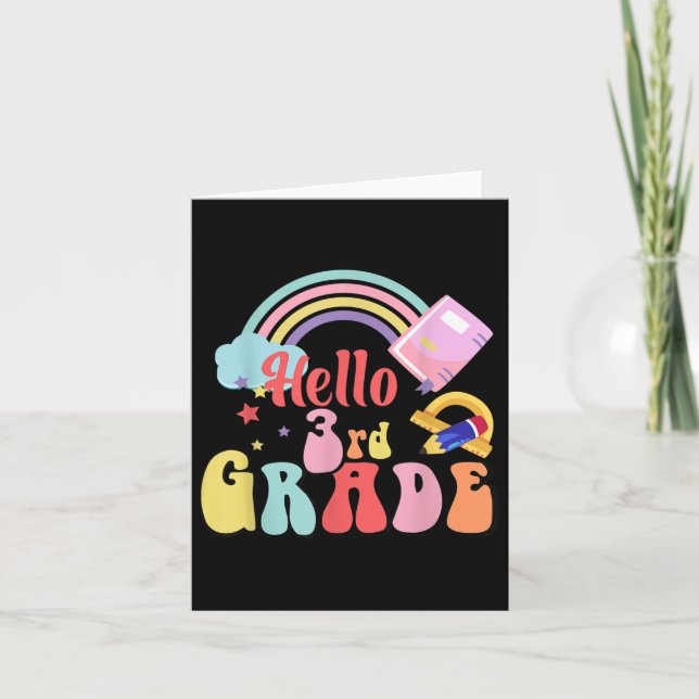Hello Fourth 3rd Grade Teacher First Day Of School Card (Front)