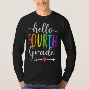 Hello Fourth Grade 4th Back To School Teacher Stud T-Shirt