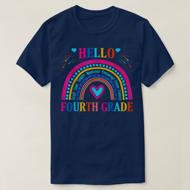 Hello Fourth Grade Back To School For Teachers Gir T-Shirt (Design Front)