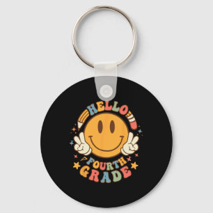 Hello Fourth Grade Back To School Groovy Teacher S Key Ring