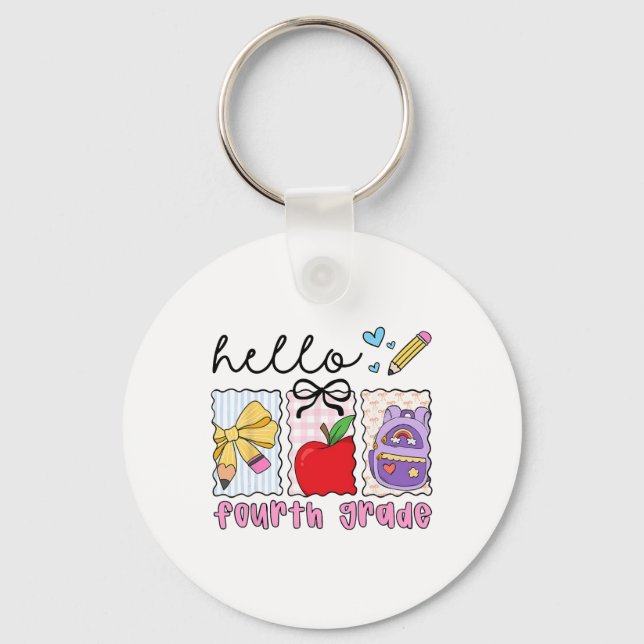 Hello Fourth Grade Coquette 4th Grade Back To Scho Key Ring (Front)