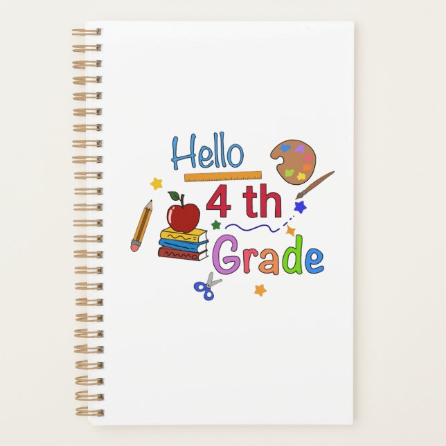 Hello Fourth Grade - Cute Back to School Design fo Planner (Front)