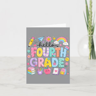Hello Fourth Grade First Day Of School Cute Card