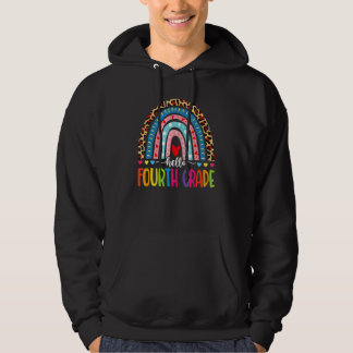 Hello Fourth Grade Rainbow Leopard Back To School  Hoodie
