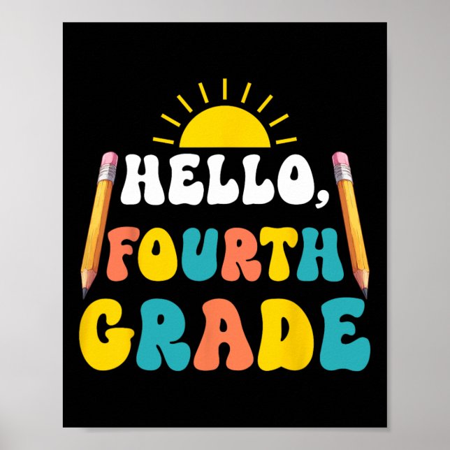 Hello Fourth Grade Teacher Students 4th Grade Back Poster (Front)