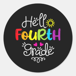 Hello Fourth Grade Team 4th Grade Back to School T Classic Round Sticker