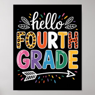 Hello Fourth Grade Team 4th Grade Back To School T Poster