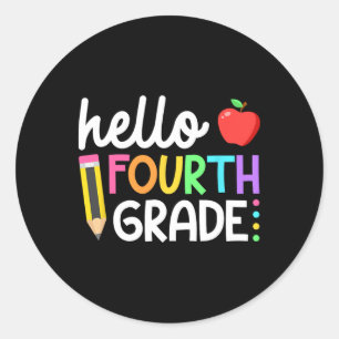 Hello Fourth Grade Team 4th Grade Byck To School T Classic Round Sticker