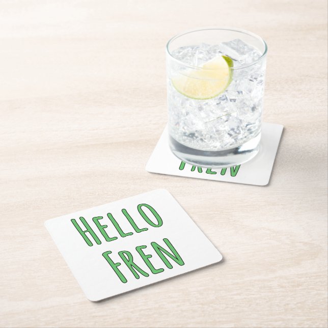 Hello Fren Square Paper Coaster (Insitu)