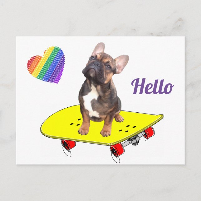 Hello French Bulldog Postcard (Front)