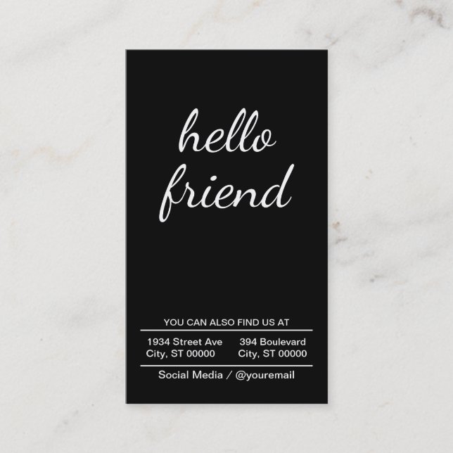 hello friend (black) business card (Front)