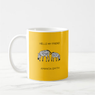 Hello Friend Cute Kenyan African Zebras Coffee Mug
