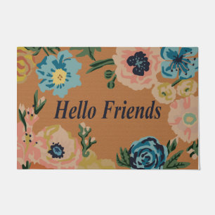 Hello Friend Doormat, Funny Floral Doormat