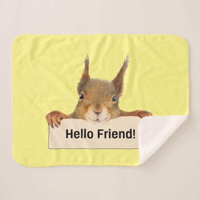 Hello Friend Funny Squirrel  Sherpa Blanket (Front (Horizontal))