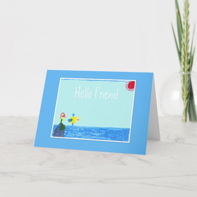 Hello Friend - Mermaid and Fish Card (Front)