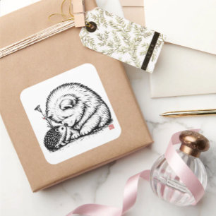 HELLO FRIEND • StillWood • Chow & Hedgehog Square Sticker