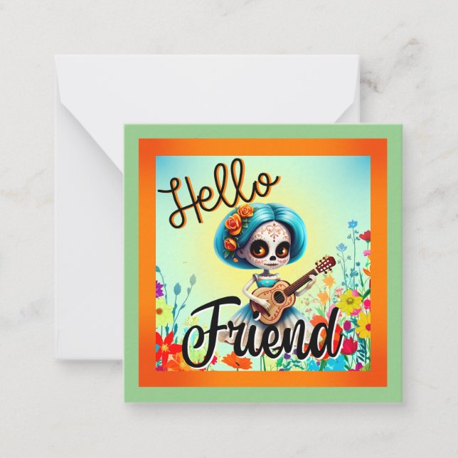 Hello Friend Sugar Skull  Card (Front)