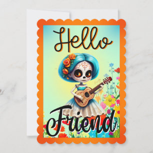 Hello Friend Sugar Skull Thank You Card