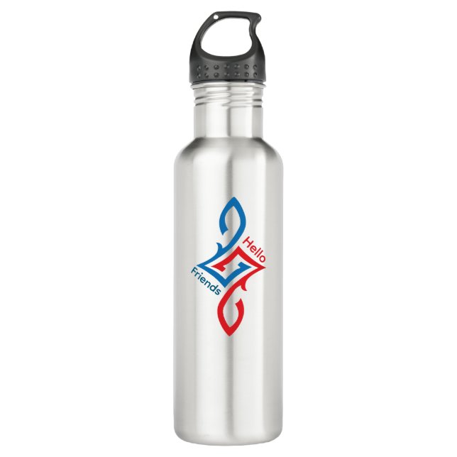 Hello Friends Simple Happy Greeting Design 710 Ml Water Bottle (Front)