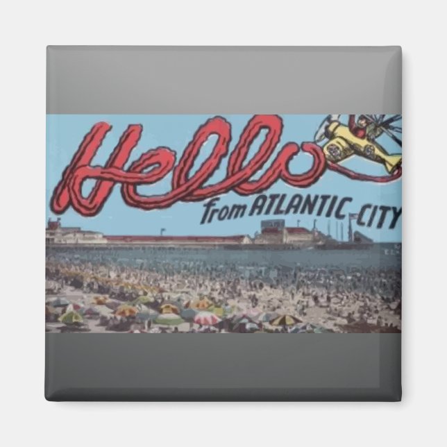 Hello From Atlantic City , Vintage Magnet (Front)