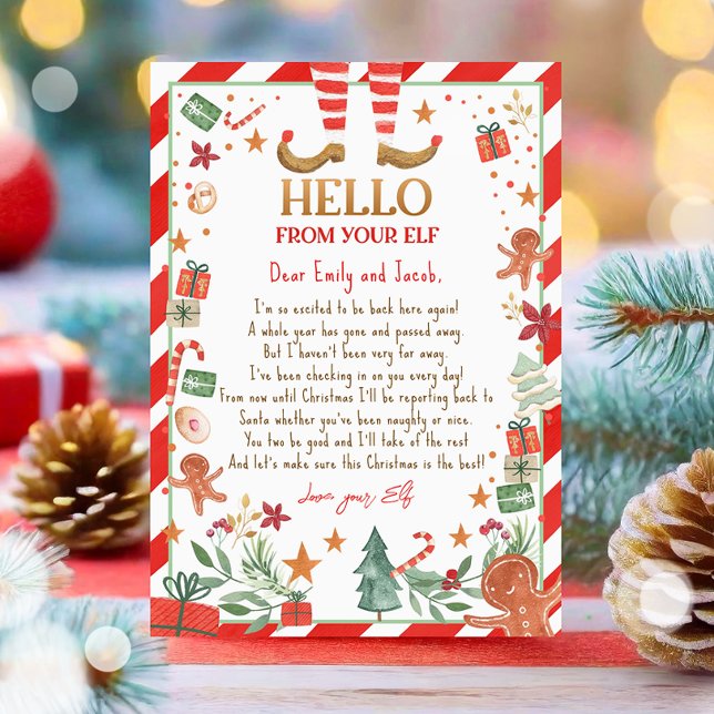 Hello From Elf Arrival Letter I'm Back Christmas  Invitation (Creator Uploaded)