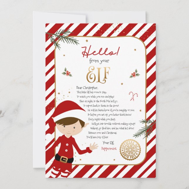 Hello from Elf Welcome Letter Invitation (Front)