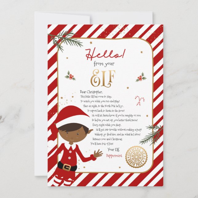 Hello from Elf Welcome Letter Invitation (Front)