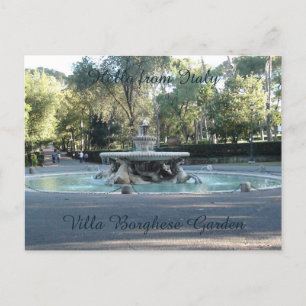 Hello from Italy, Villa Borghese garden fountain Postcard