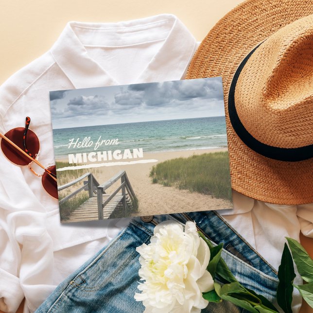 Hello From Michigan Beach Vibes Postcard ( Birthday Depot
Hello From Michigan Beach Vibes Postcard)